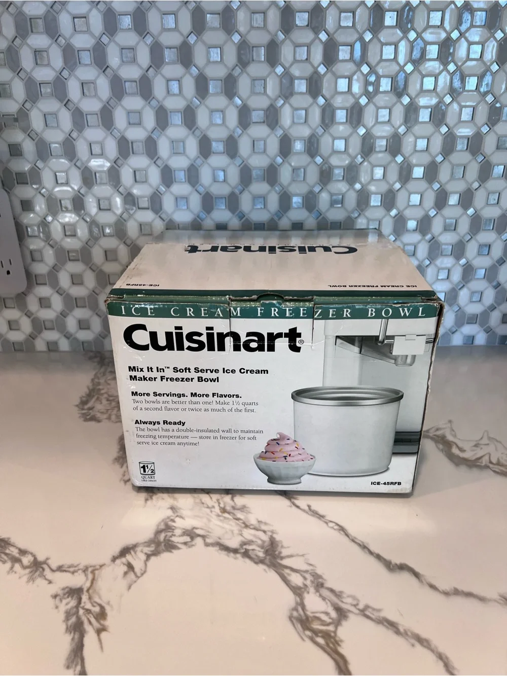 Cuisinart Ice Cream Freezer Bowl ICE-45RFB 1.5 Qt Mix It In Soft Serve